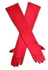 Long Satin Gloves - Above Elbow - Red