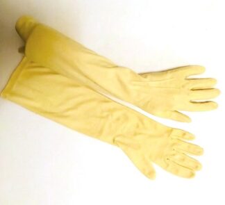 Vintage Elbow Gloves - Yellow Satin