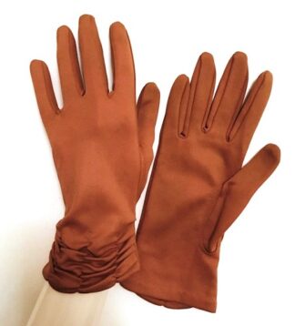 Vintage Wrist Gloves - Brown Satin